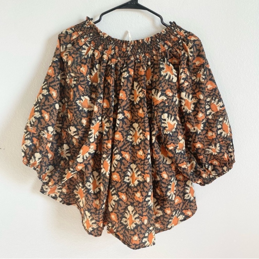 NWOT Free People Willow Print Puff Sleeve Blouse XS - Picture 9 of 11